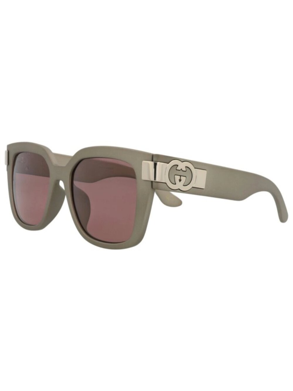 New Gucci Women's Sunglasses Square Rectangle Injection Frame Grey Grey Brown